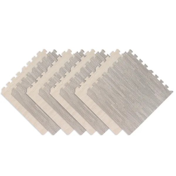 8-Piece Interlocking Wood Grain Foam Mat, Non-Slip And Wear-Resistant Floor Mat, Soft And Cushioning, Suitable For Living Rooms, Bedrooms/Children's Rooms