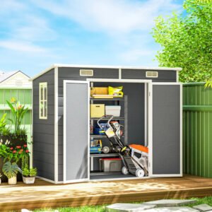 Plastic Outdoor Storage Shed With Floor, Window, Lockable Doors And Vents For Backyard Patio Lawn, Multiple Packages Shipped. Please Pay Attention To The Dimensions And Weight In The Details. - Image 5