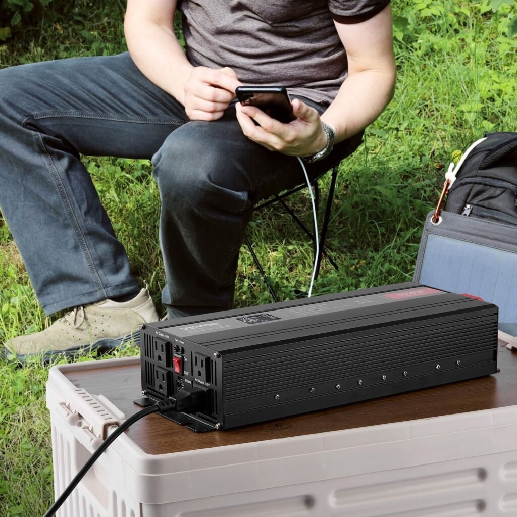 Pure Sine Wave Inverter, 3000 Watt, DC 12V To AC 120V Power Inverter With 2 AC Outlets 2 USB Port 1 Type-C Port, LCD Display And Remote Controller For Large Home Appliances, CE FCC Certified