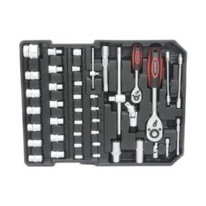 Black Manual Toolbox With 4 Layers Of Tool Sets And Wheels - Image 9