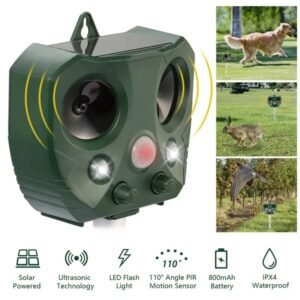 Ultrasonic Animal Repeller Solar Powered Repellent With Motion Sensor LED Flashing Lights - Image 5