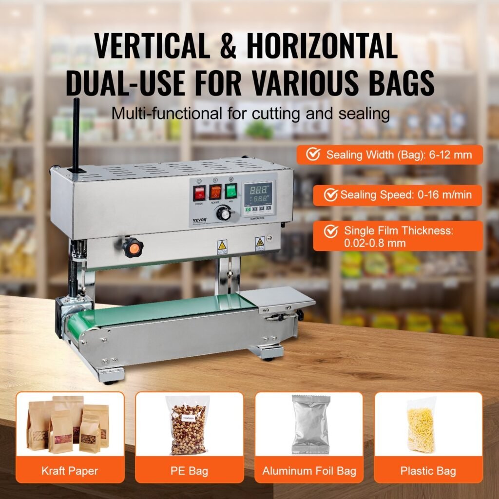 Continuous Bag Band Sealing Machine Vertical Band Sealer Stainless Steel