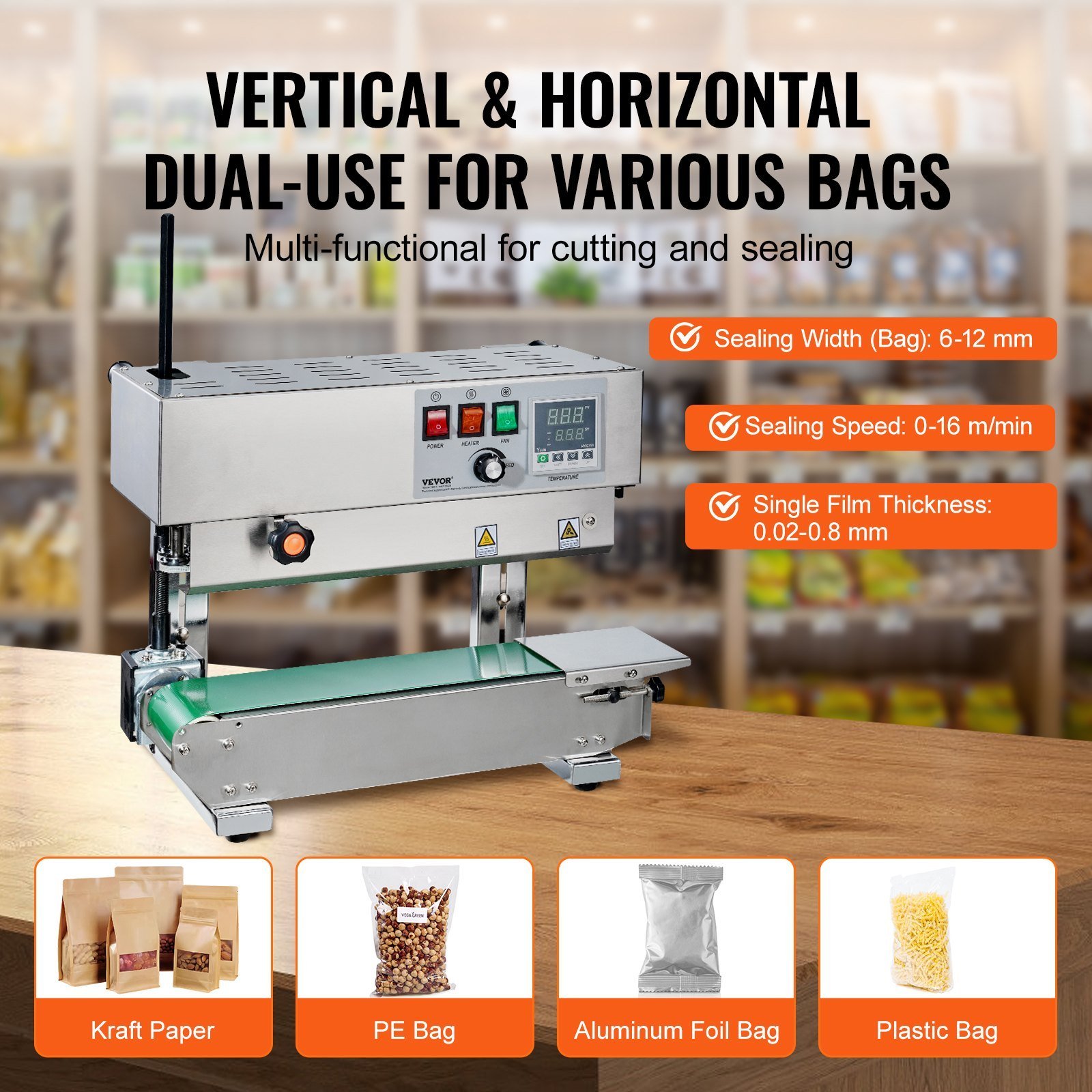 Continuous Bag Band Sealing Machine Vertical Band Sealer Stainless Steel - Image 3
