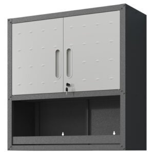 Metal Wall-Mounted Tool Storage Cabinet With Locking Door And 1 Shelf 1 Opened Drawer For Garage Warehouse,Office,Assembly Required - Image 6