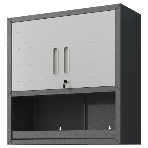 Metal Wall-Mounted Tool Storage Cabinet With Locking Door And 1 Shelf 1 Opened Drawer For Garage Warehouse,Office,Assembly Required