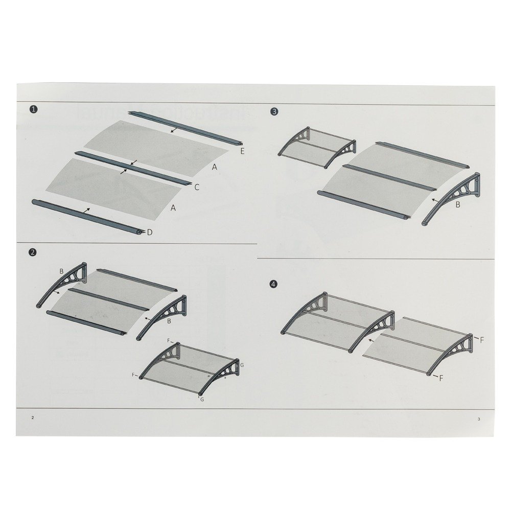 80x38in Door Window Awning With Brown Polycarbonate Panel & Black Bracket, Outdoor Rain Snow Sun Shade Cover, Durable 10-Year Lifespan, Easy Install