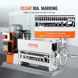 Automatic Wire Stripping Machine, 0.06''-1.42'' Electric Motorized Cable Stripper, 370 W, 88 Ft/min Wire Peeler With An Extra Manual Crank, 11 Channels For Scrap Copper Recycling - Image 5