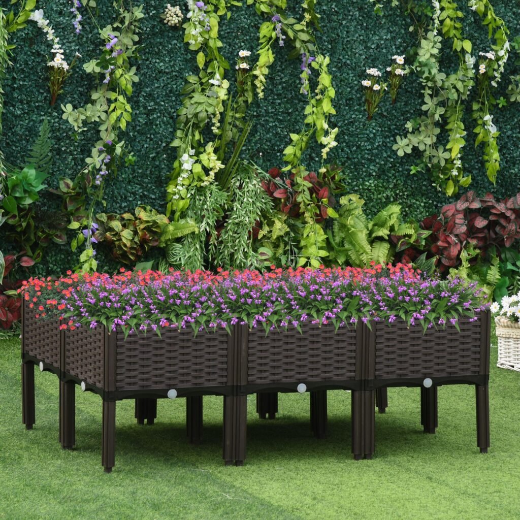 6 Piece Raised Garden Bed with Legs, Planter Box Raised Bed to Grow Flowers, Herbs & Vegetables, Brown
