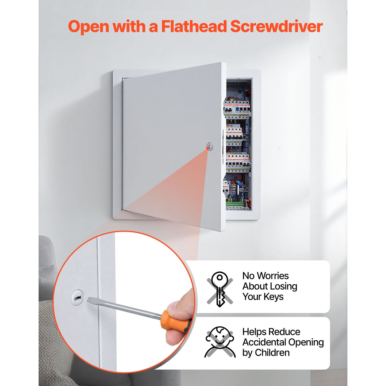 Access Panel For Drywall, 13.3 X 13.3 In Galvanized Steel Access Door, Easy Install Hinged Service Panel With Screwdriver Latch, For Ceiling Plumbing Electrical, 12.4 X 12.4 In Cutout Size White - Image 3