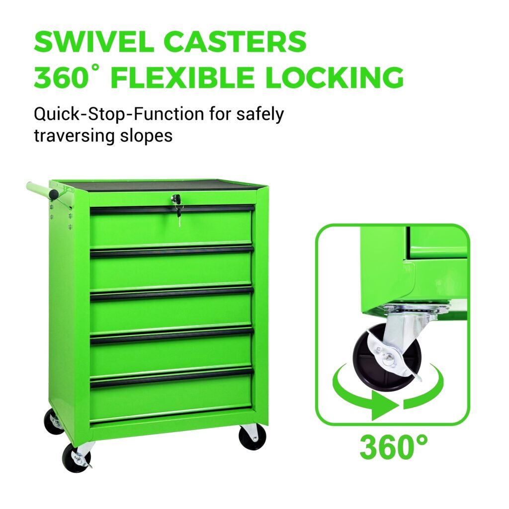 Excelo 5 Drawer Rolling Tool Chest, Steel Storage For Garage And Workshop