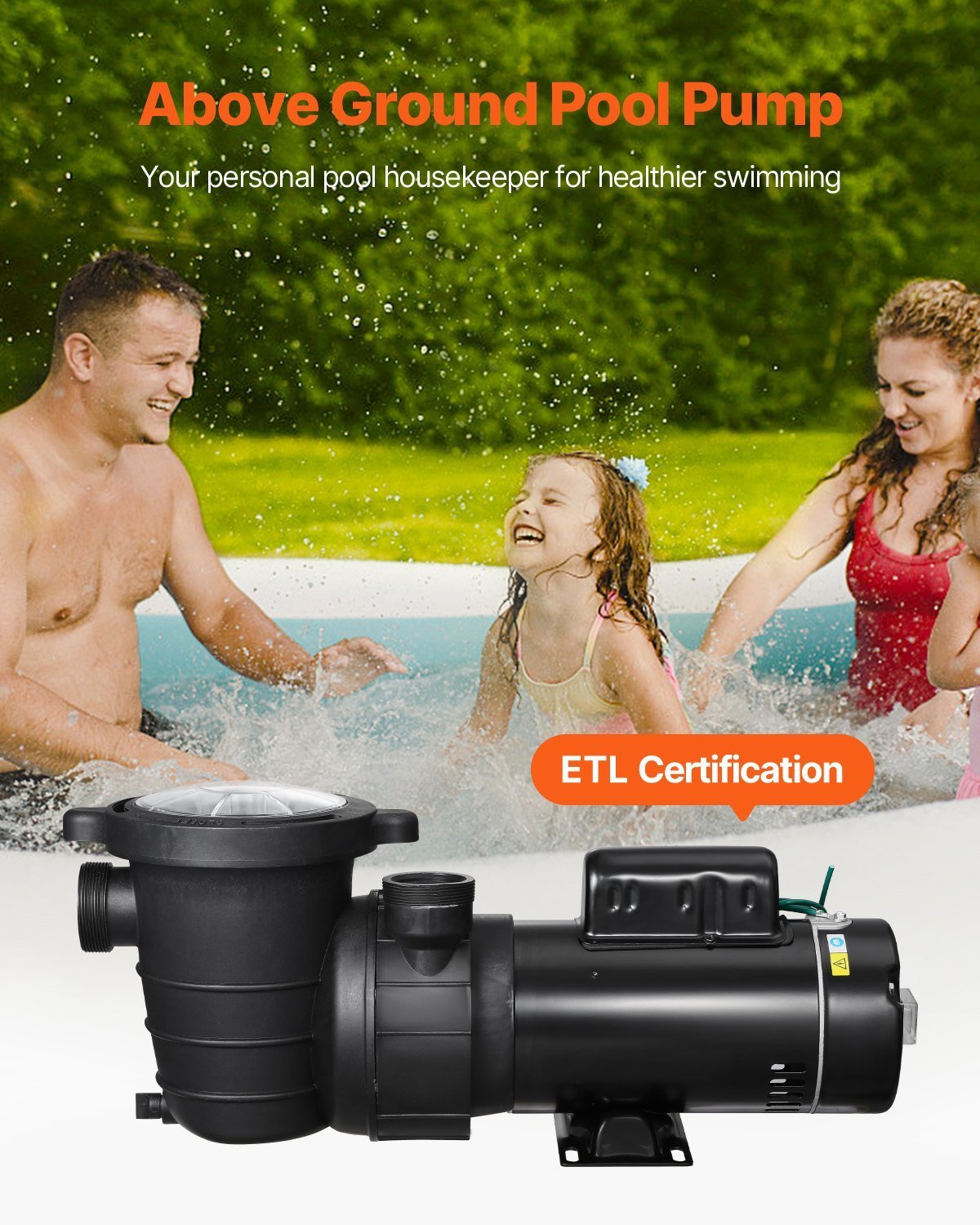Above Ground Pool Pump 1.5HP/0.35HP Dual Speed Swimming Pool Pump 110 GPM/52 GPM - Image 4