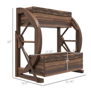 Wooden Wagon Planter Box, 2-Tier Raised Garden Bed, for Vegetables Flowers Herbs, 22" x 13" x 22" - Image 8