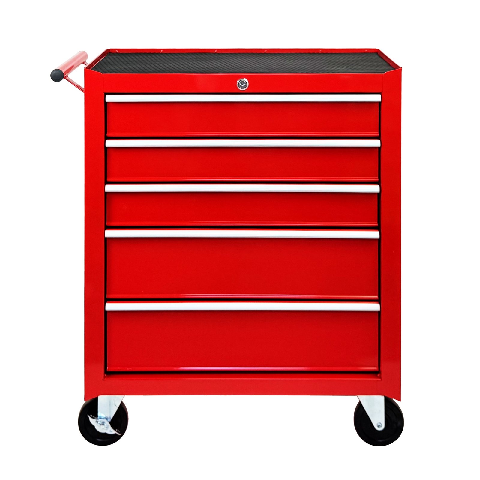 5-Drawer Rolling Tool Chest w/Lock & Key, Tool Storage Cabinet with Wheels, Top Cushion & Drawer Liners, Tool Organizer Box for Garage, Warehouse & Repair Shop-RED - Image 11
