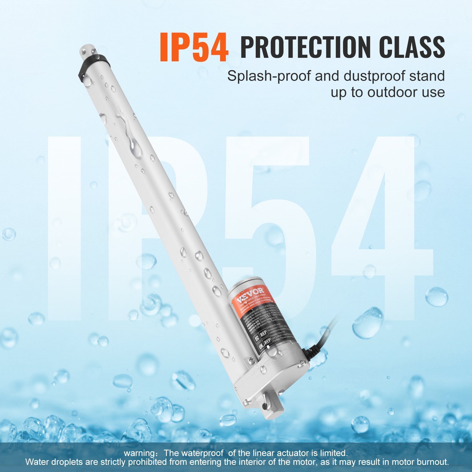 Linear Actuator 12V, 16 Inch High Load 330lbs/1500N Linear Actuator, 0.19'/s Linear Motion Actuator With Mounting Bracket And IP54 Protection - Image 5
