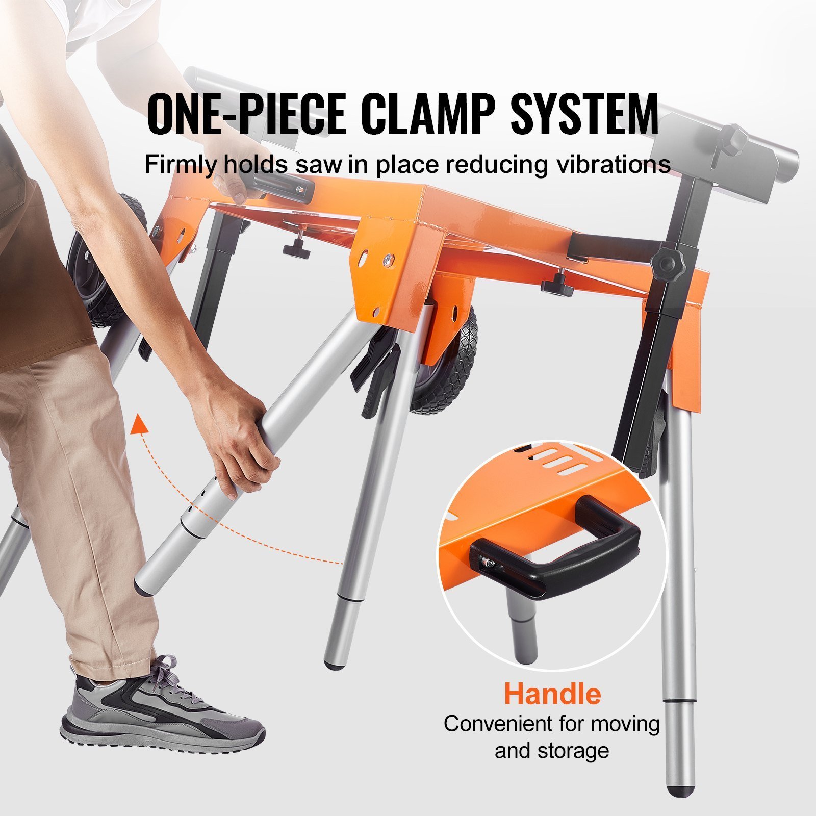 Miter Saw Stand With Tabletop And Wheels 330lbs Load Capacity Adjustable - Image 3