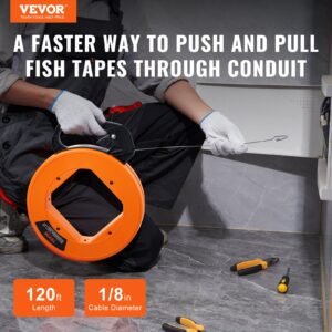 Fish Tape Wire Cable Line Puller 120ft 1/8 In Steel With High Plastic Case - Image 5