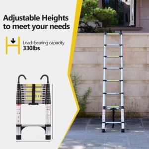 8.5FT Telescopic Aluminum Ladder For Home And Outdoor Use - Image 7