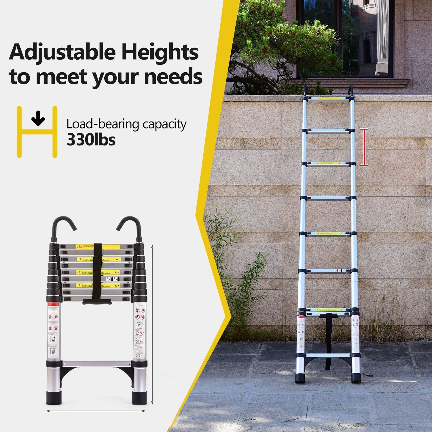 8.5FT Telescopic Aluminum Ladder For Home And Outdoor Use - Image 7