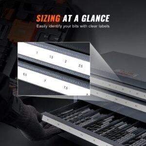 Drill Bit Dispenser Cabinet, Three-Drawer Drill Bit Organizer Cabinet For 1mm To 13mm, Steel Drill Dispenser Organizer Cabinet With Labels, Stackable Drill Dispenser For Drill Bit Storage - Image 3