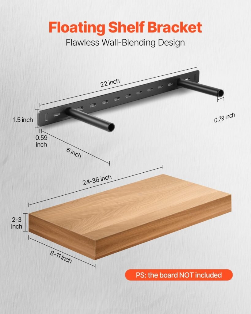 2 Pcs Shelf Bracket 22 Inch / 558.4 Mm Heavy Duty Floating Shelf Brackets