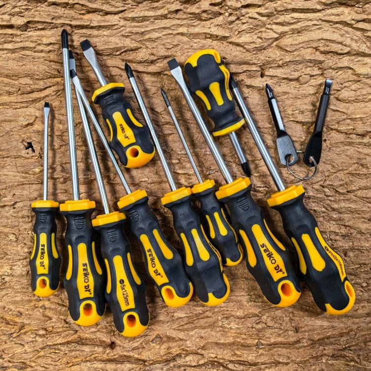 Screwdriver Set, 10 Pcs Set With Handle Screwdrivers And 2 Portable Screwdriver Bits, Including Flathead 5mm, 6mm, And Phillips PH0, PH1, PH2 Bits, Suitable For Home Repairs