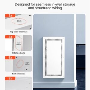 Structured Media Enclosure 28 In Recessed In-Wall TV Media Box With Cover - Image 4