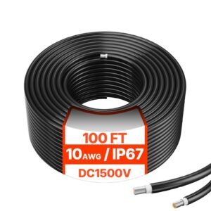 100FT Solar Panel Extension Cable 10AWG Waterproof PV 6mm² Cable Black - Image 1