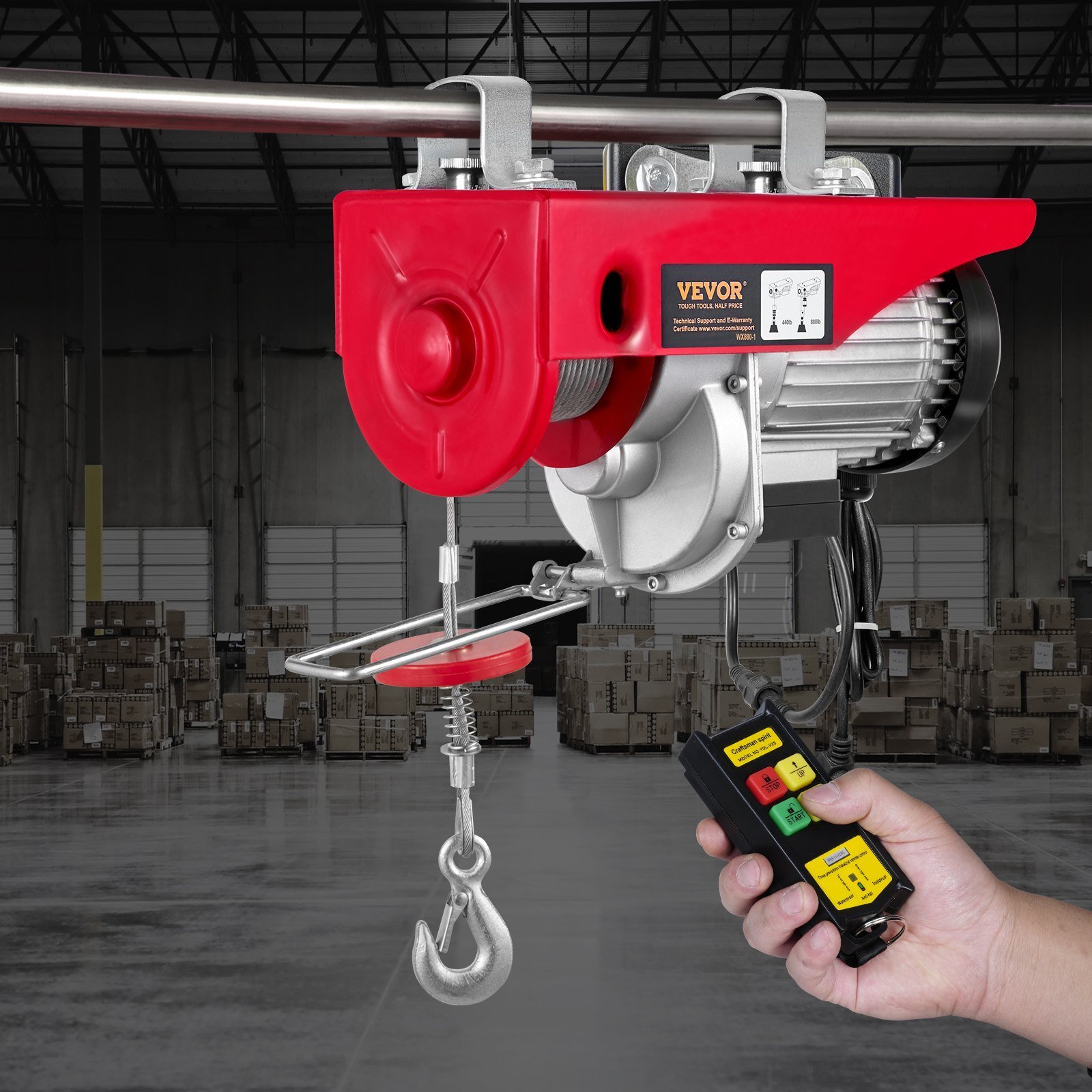 880lbs Wireless Remote Control Electric Hoist ,Electric Hoist With Remote Control 110 Volt, 40ft/20ft Lifting Height Pure Copper Motor Attic Lift, For Garage Warehouse Factory - Image 6