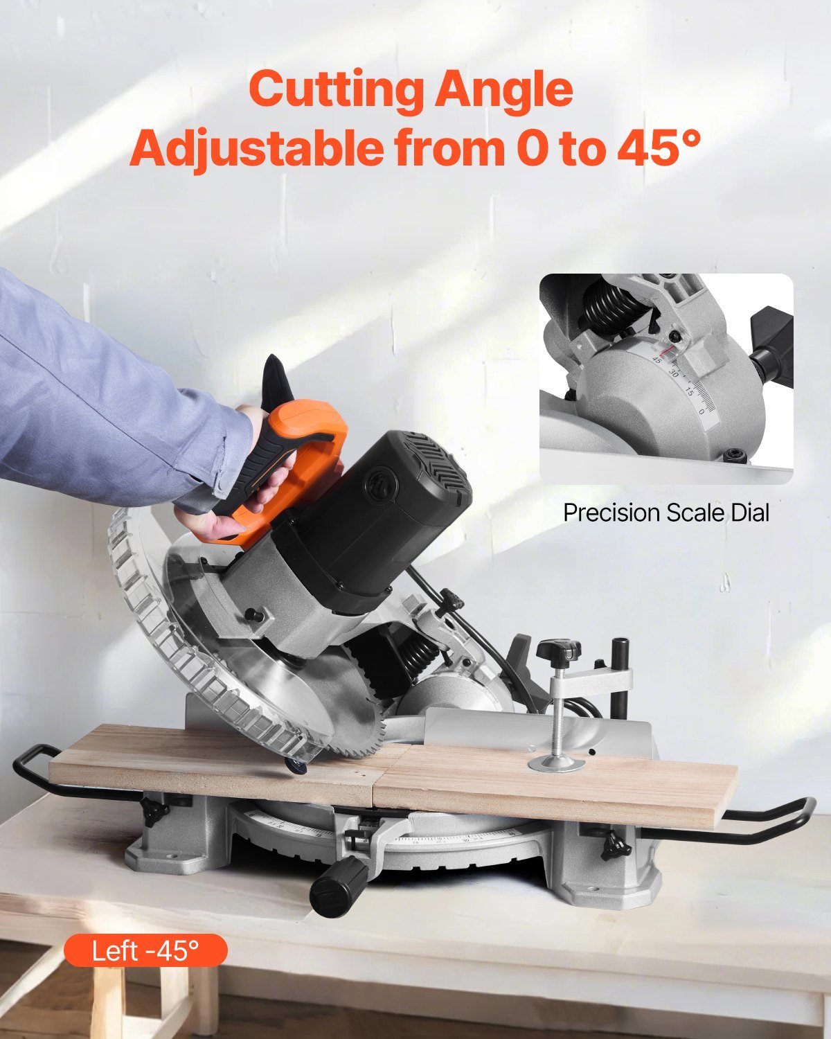 Compound Miter Saw 10-Inch Blade 15 Amp Motor 60-Tooth Corded Single Bevel 0-45° - Image 3
