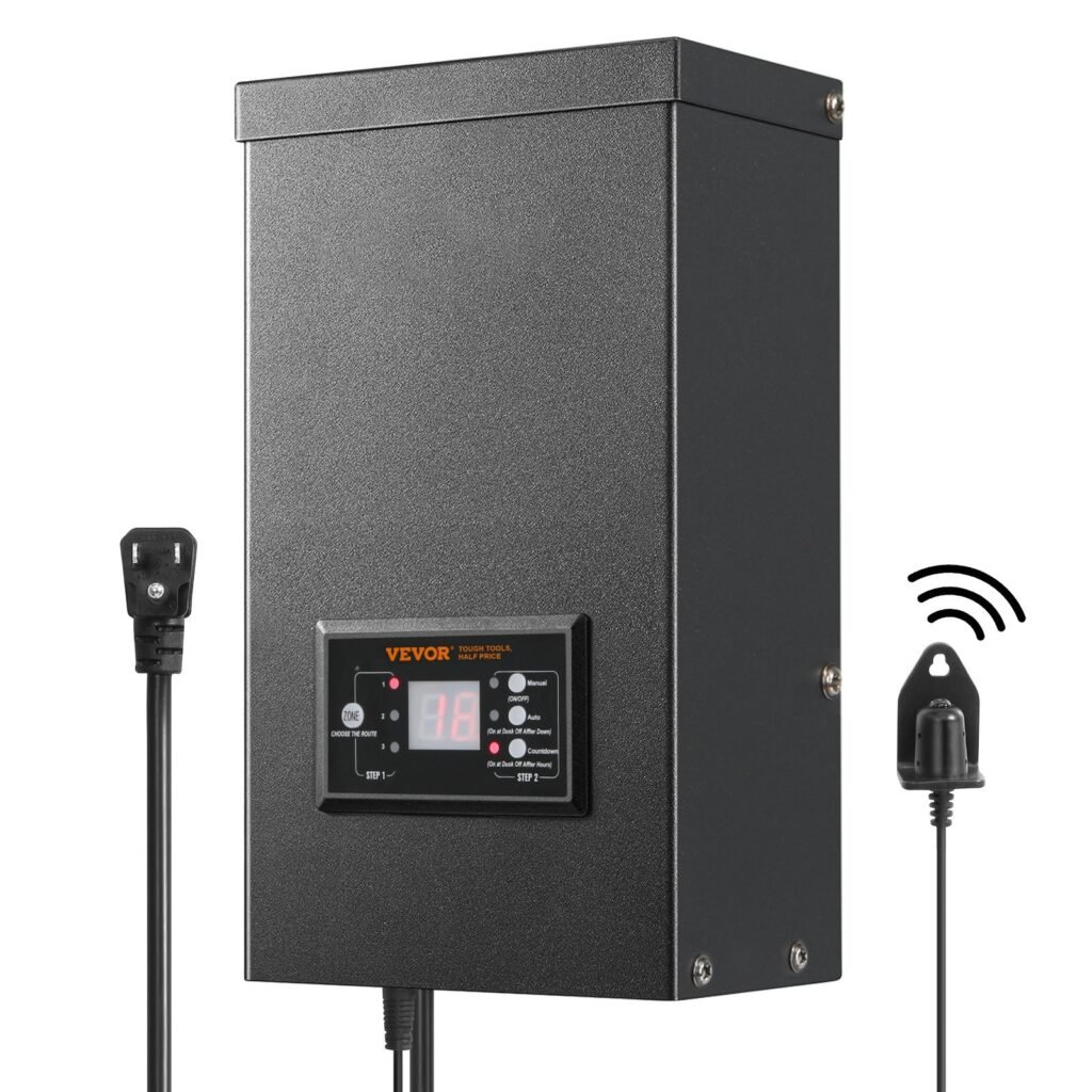 600W Low Voltage Landscape Transformer With Timer And Photocell Sensor, Waterproof Landscape Lighting Transformer, 120V AC To 12V/14V AC For Outdoor, Spotlight, Pathway Light, Pool Light, ETL