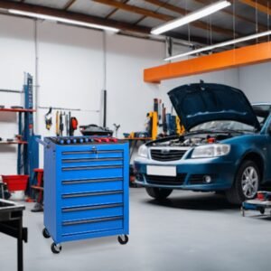 7-Drawer Rolling Tool Storage Cabinet With Detachable Top Tool Box, Universal Lockable Wheels, Adjustable Shelf, Locking Mechanism, Metal Tool Cart For Garage Workshop,Twilight Sea Blue - Image 2
