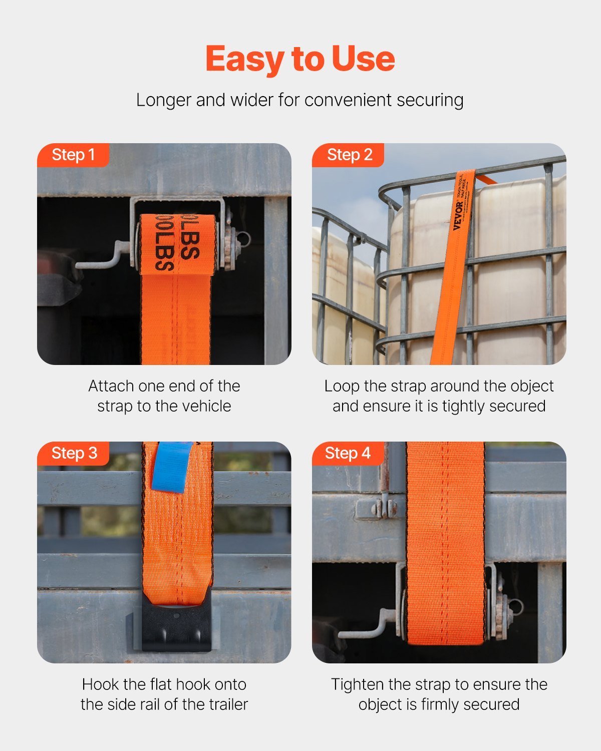 Winch Straps Truck Straps 4 In X 30 Ft With Flat Hook For Towing 10 Pack - Image 4