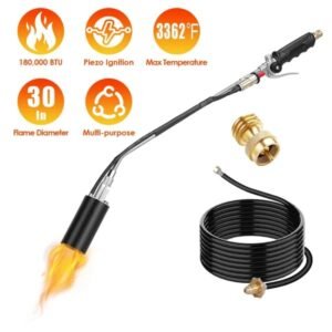 180,000 BTU Propane Weed Torch Heavy Duty Weed Burner Flame Weeder With 10FT Hose Piezo Ignition Adjustable Flame Control For Weeds Ice Snow Asphalt Fire Starting Propane Tank Not Included - Image 1