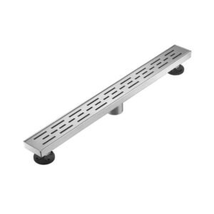 28 Inch Linear Shower Drain With Removable Brick Patterned Grate Cover, 304 Stainless Steel Shower Floor Drain With Hair Strainer And Leveling Feet - Image 2