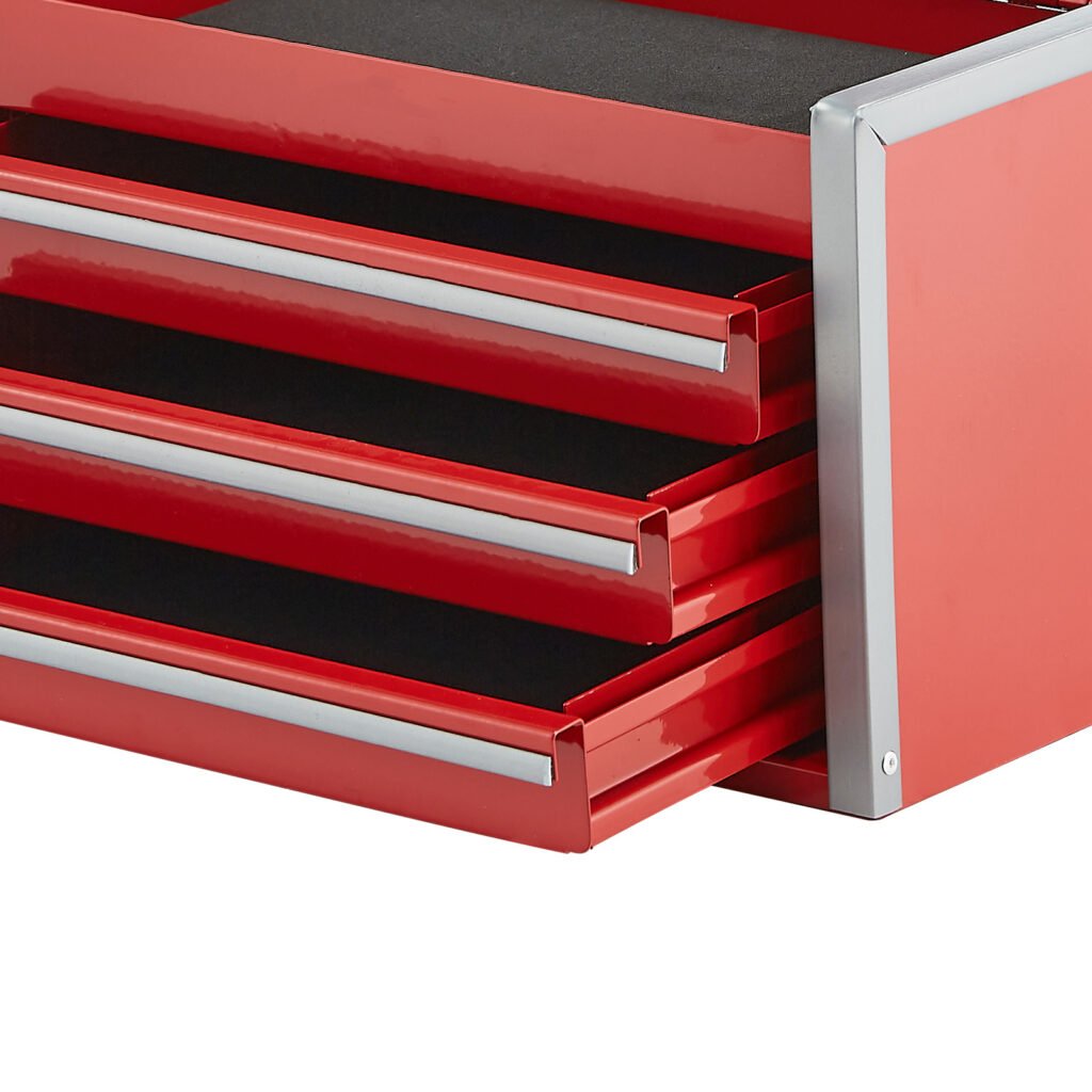Tool Box 8.6-inch Portable Metal Tool Box 3 Drawers Tool Organizer Red