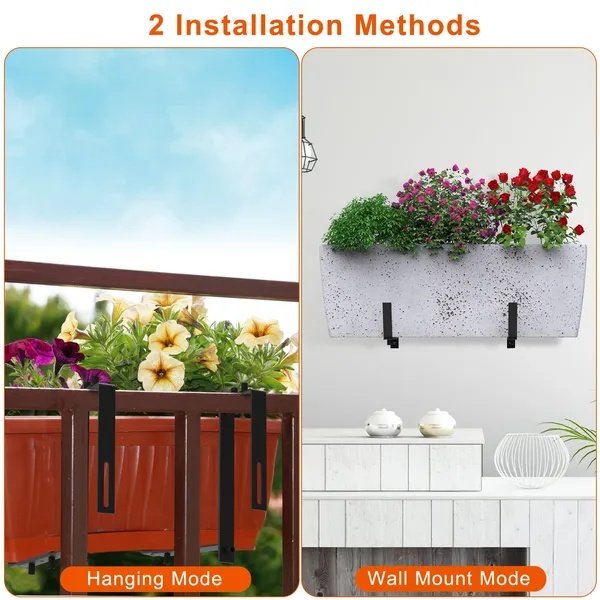 Adjustable Heavy-Duty Iron Planter Bracket - 6.1-11.6' Extendable Tray & 2.36-6.9' Two-Level Adjustable Hook