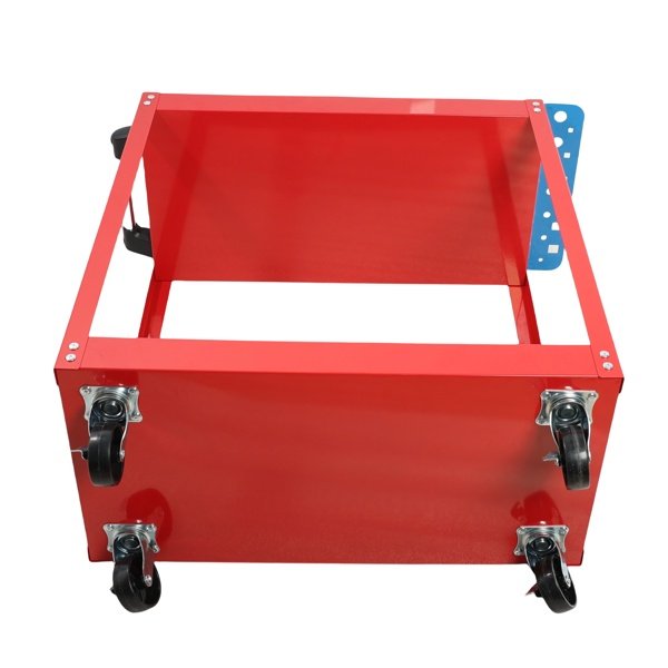 Tool Cart On Wheels, Heavy Duty Steel Utility Cart W-Lockable Wheels, 400 LBS Capacity Industrial Service Cart For Garage, Warehouse, Workshop  Two-layer Bright Red