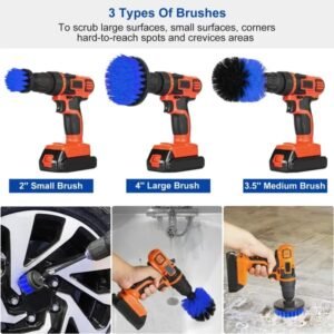3Pcs/Set Drill Brush Power Scrubber Cleaning Brush For Car Carpet Wall Tile Tub Cleaner Combo - Image 3