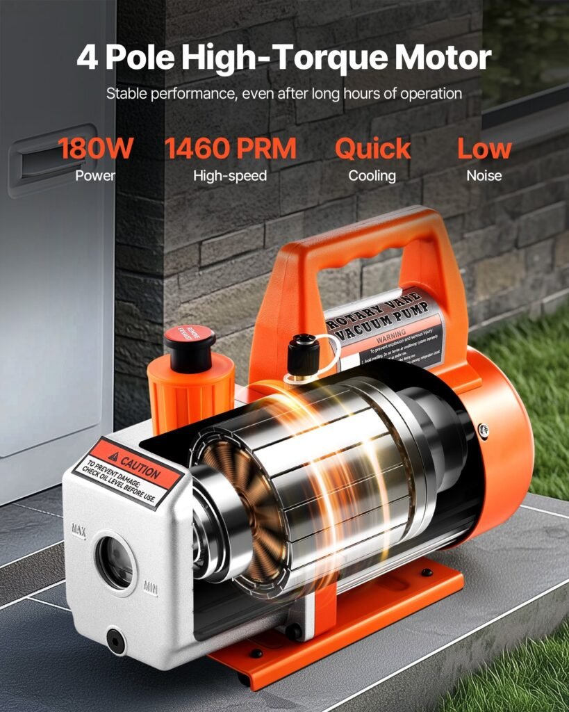 AC Vacuum Pump 3.5 CFM HVAC Single Stage Rotary Vane Vacuum Pump Oil Included