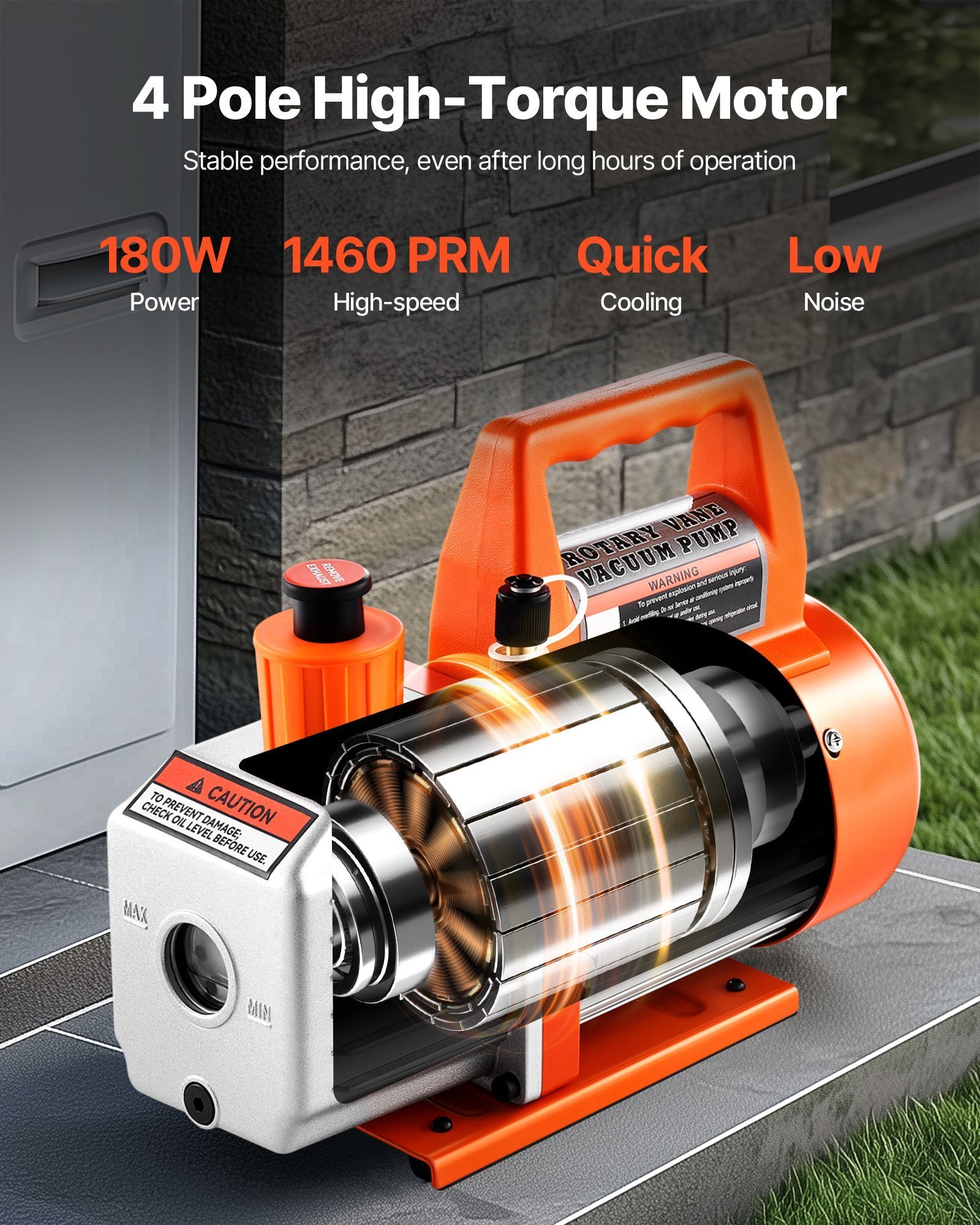 AC Vacuum Pump 3.5 CFM HVAC Single Stage Rotary Vane Vacuum Pump Oil Included - Image 5