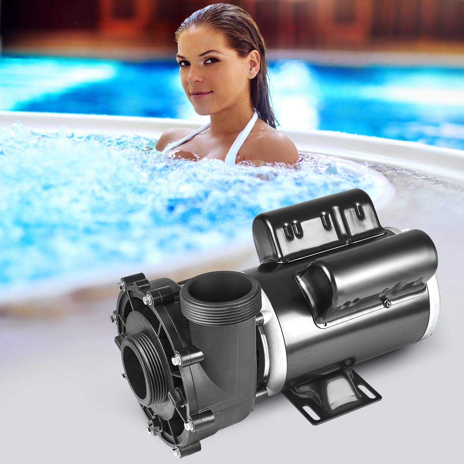 2 Speed SPA Pump, 48-Frame, AC 110-120V Hot Tub SPA Pump, 1.5HP/150GPM/42.65ft High Speed Or 0.46HP/70GPM/9.18ft Low Speed, 2' Port 90° Rotational Interface For Hot Tub, Tested To UL Standards - Image 6
