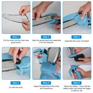 1Set Electric Mini Chainsaw Portable Handheld Cordless Small Chain Saw Battery Powered With 2Pcs 1200mAh Rechargeable Batteries 8in Chains Gloves Goggles For Pruning Trees Wood Cutting - Image 8
