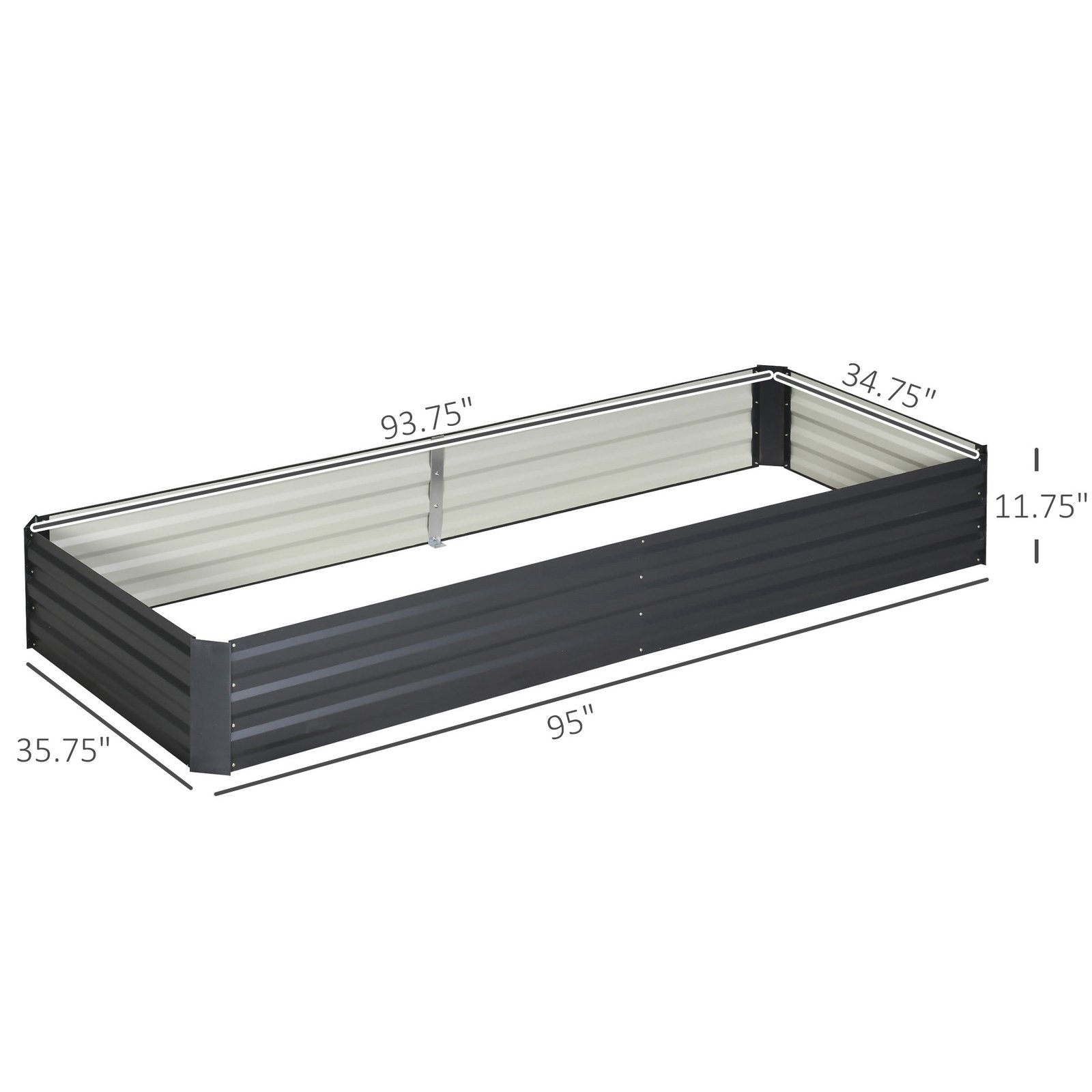 95" x 36" x 12" Galvanized Raised Garden Bed, Easy DIY and Cleaning for Growing Flowers, Herbs, Succulents, Gray - Image 8