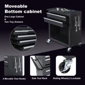 Tool Chest, 8-Drawer Rolling Tool Storage Cabinet With 2 In 1 Detachable Top Tool Box, Liner, Lockable Wheels, Side Hooks, Locking Mechanism, Metal Tool Cart For Garage - Image 3