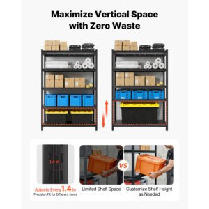 Storage Shelves, 5-Tier Adjustable, 3000 Lbs Capacity, Heavy Duty Garage Storage Shelving Unit, Metal Utility Rack Shelf, For Garage Workshop Warehouse Basement, 48.43" W X 20.55" D X 71.38" H - Image 2