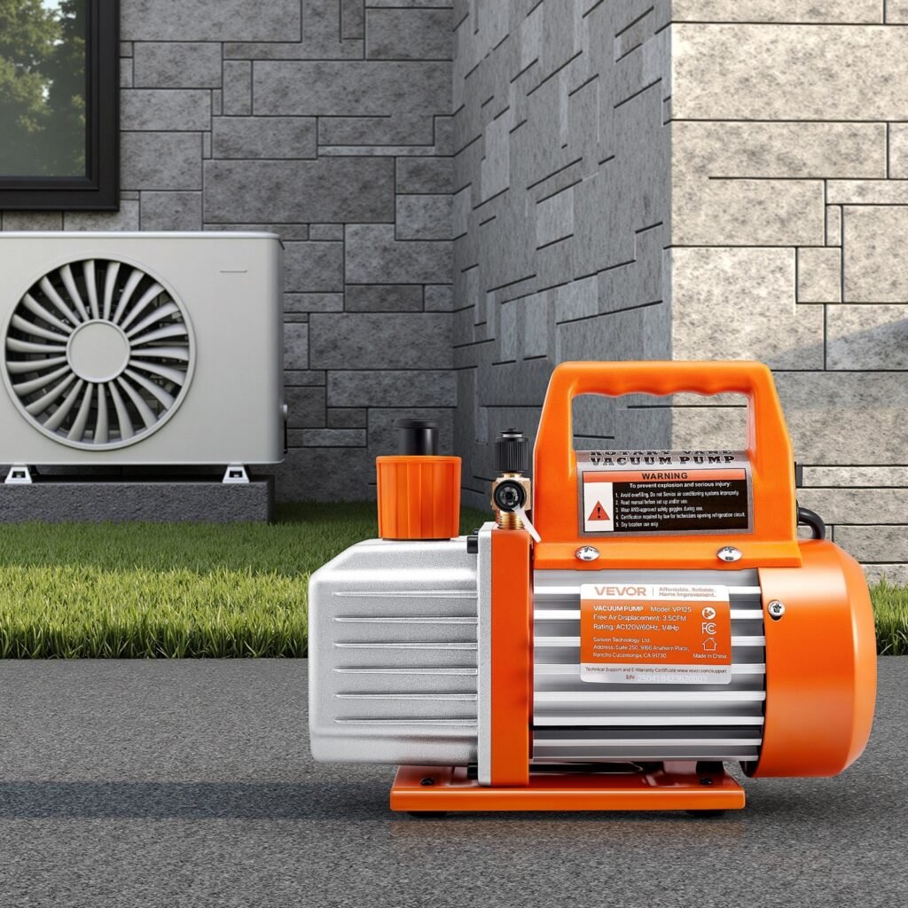 AC Vacuum Pump 3.5 CFM HVAC Single Stage Rotary Vane Vacuum Pump Oil Included
