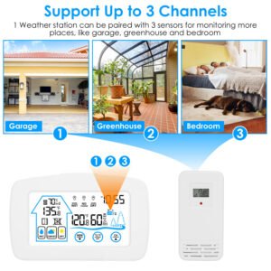 1Pc Wireless Weather Station With Clock 196FT Range Indoor Outdoor Thermometer Sensor Temperature And Humidity Monitor Humidity Forecast Battery Powered Backlight Display - Image 7