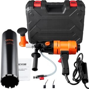 Diamond Core Drilling Machine, 4in Handheld Wet Concrete Core Drill Rig, 1100-2400RPM Two Speed & 1-1/4' Thread & 2 Bubble Levels, 3-4in Drilling Diameter For Concrete Brick Block Stone, 1500W - Image 1