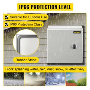 VEVOR NEMA Steel Enclosure,  NEMA 4X Steel Electrical Box, IP66 Waterproof & Dustproof, Outdoor Indoor Electrical Junction Box - Image 6