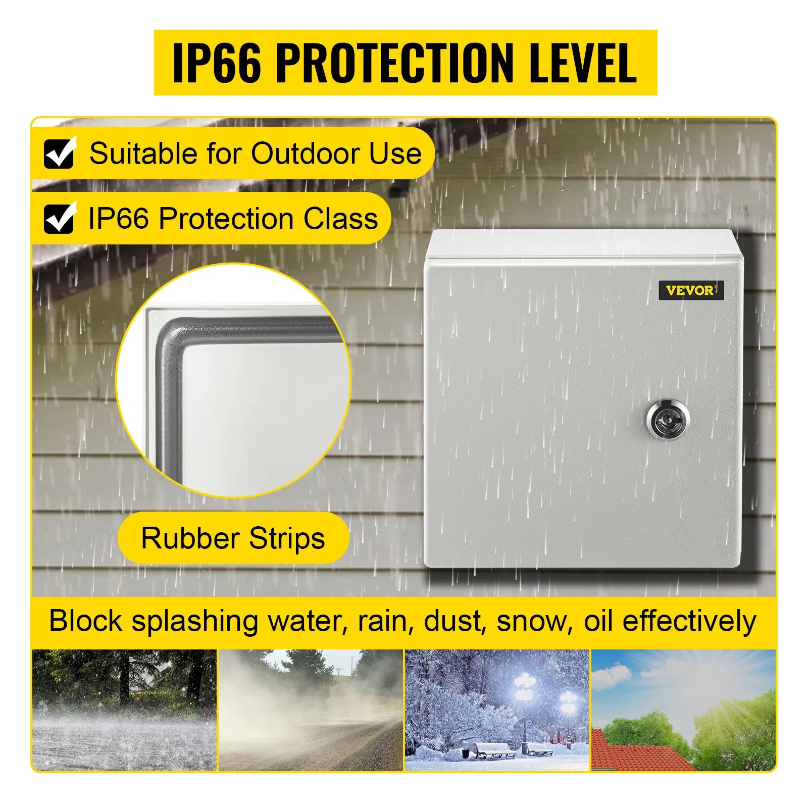 VEVOR NEMA Steel Enclosure,  NEMA 4X Steel Electrical Box, IP66 Waterproof & Dustproof, Outdoor Indoor Electrical Junction Box - Image 6